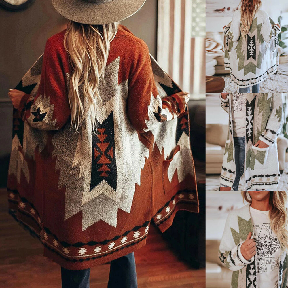 Women's Fashion Winter Vintage Tribal Knitted Cardigan