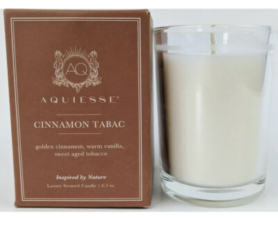 AQUIESSE AQ CINNAMON TABAC Holiday Soy Scented Boxed Gift Candle 6.3 oz ~ NIB