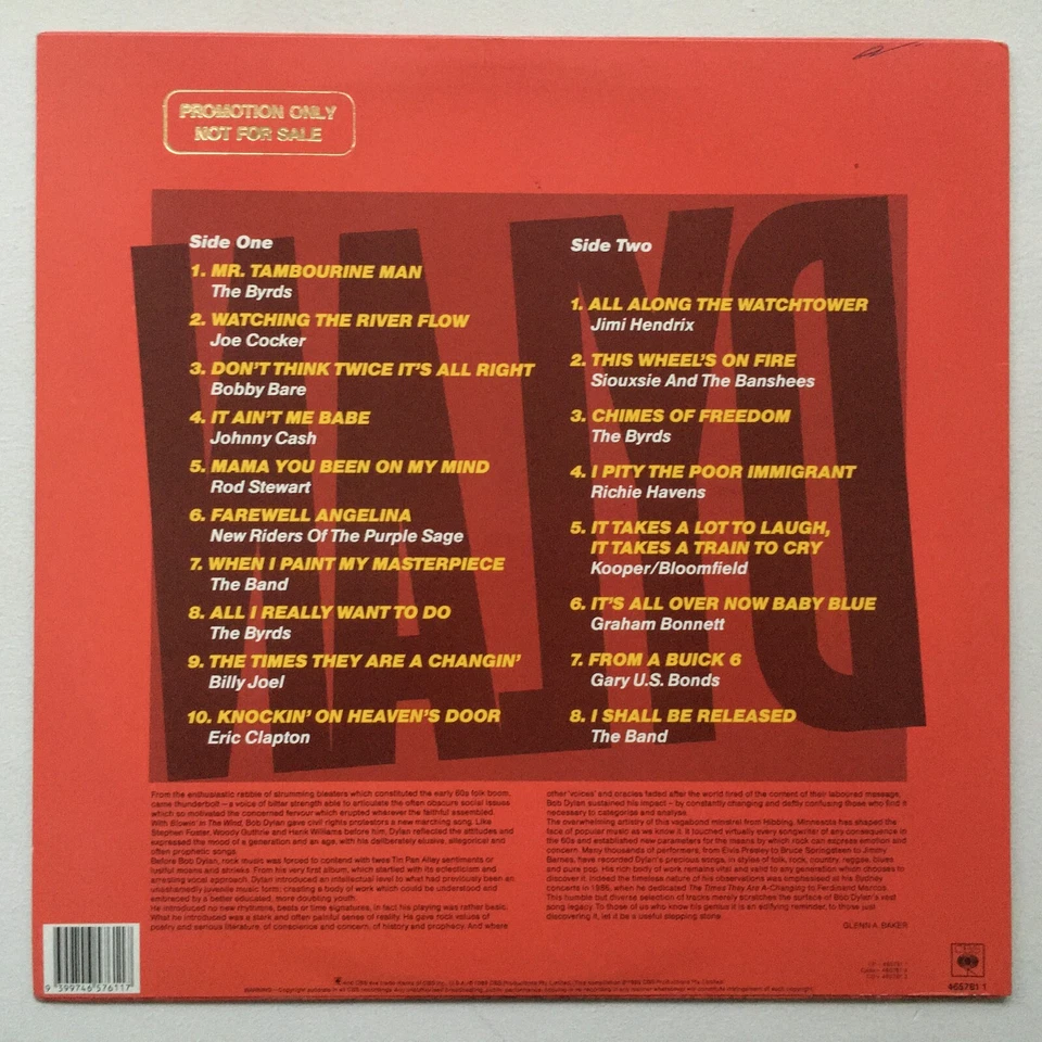 JIMI HENDRIX/THE BAND/BYRDS/KOOPER/BLOOMFIELD Songs of Dylan 1985 CBS **MINT** - Image 2 of 2