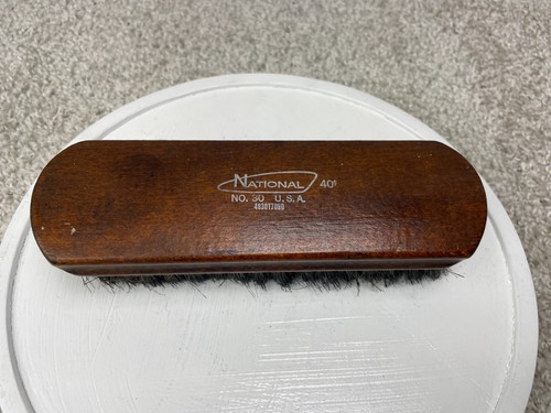 Vintage National No.30 Handheld Wooden Bristle Shoe Shine Brush 7.5" Made in USA