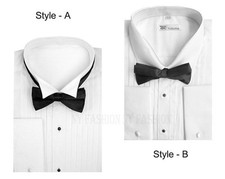 Men's Tuxedo Dress Shirt Wing Collar with Bow-Tie Set French Cuff Style-SG11A .B