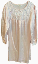 Vintage Barbizon Women's Size L Pink Floral Satin Feel Waltz Length Nightgown