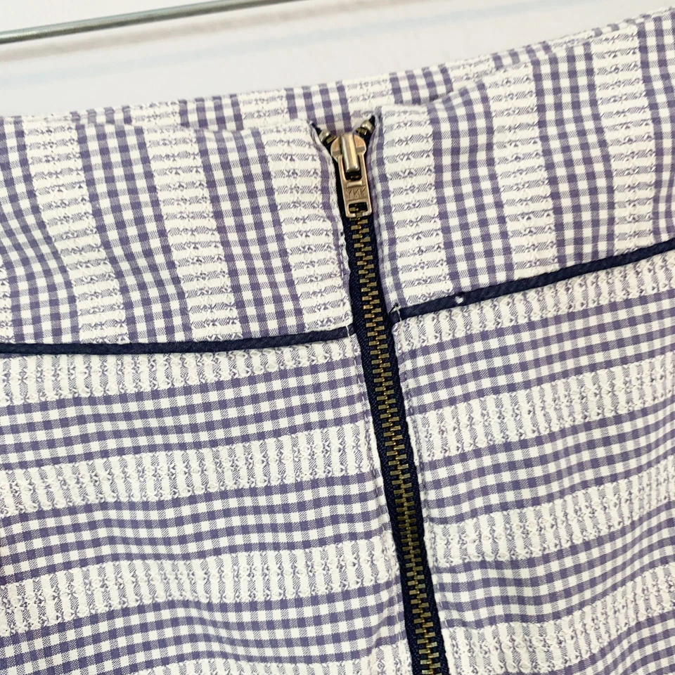 Falda a Cuadros Bordada Azul y Blanco Edme & Esyllte Anthropologie Talla 2 Foto 4 de 4