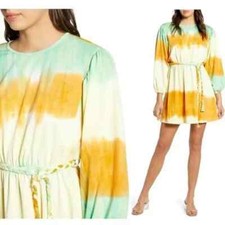 Anthropologie Tie-Dye Mini Belted Dress by Moon River Medium Short Boho Chic