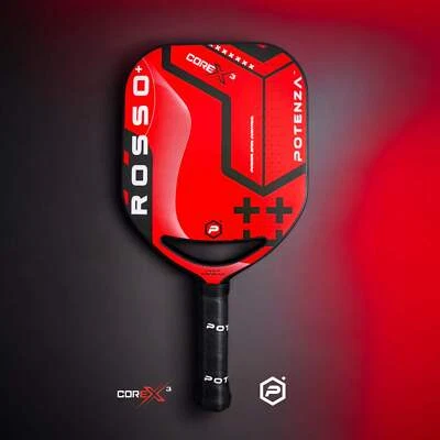 POTENZA “ROSSO+” Pro Pickleball Paddle (Carbon Fiber, 21mm COREx3 Open Throat)