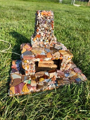 Gorgeous Kitschy Agate Covered Mini Fireplace And Mantle - Image 1 of 4