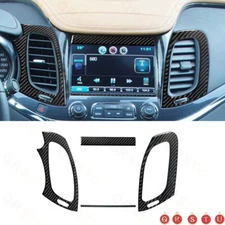 For Chevy Impala 2014-2020 Left & Right Vents+Navigation Trim Strip Carbon Fiber