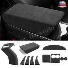 Alcantara Center Console Armrest Box Cover Trim For Tesla Model 3 Y 2017-2023
