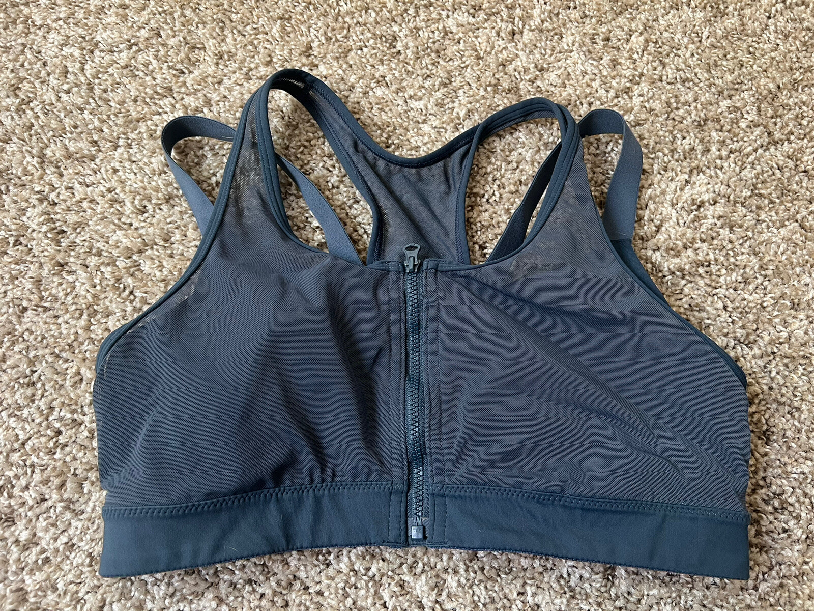 Yvette Sports Bra Front Zip Full Support Size Small Grey-image