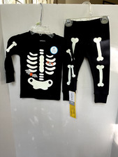 Carter's Halloween Skeleton PAJAMA set 12 months Black NEW w tags 2-Piece Glows