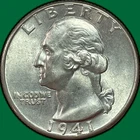 1941 Washington Quarter Silver Brilliant Uncirculated BU Coin #43662