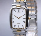 Vintage [N MINT] SEIKO Dolce 9530-5050 Quartz White Tank Roman Men's Watch JAPAN