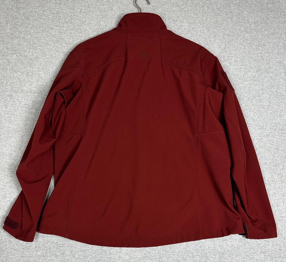 5.11 Tactical Softshell Jacket Mens XL Red Burgundy Fleece Lined Cuffs - Image 2 of 4