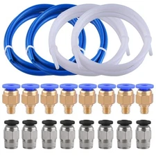 SIQUK 4 Pieces Teflon Tube PTFE Tubing(1 Meter) with 8 PC4-M6 Blue 