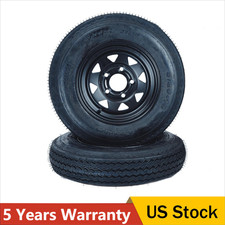 2 Pack 5.30-12 5.30x12 530-12 Trailer Tires W12 Rims 5 Lug On 4.5 Black Wheel