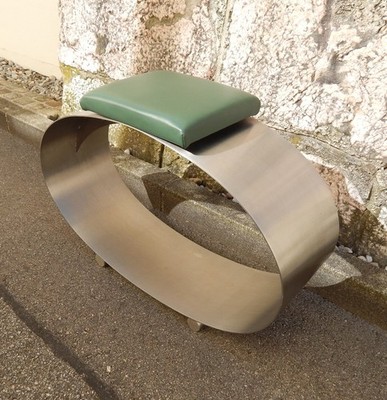 Designer Hocker ''Ellipse'' Edelstahl, Unikat, Eyecatcher, Polster, sehr elegant