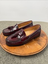 Bass Shoes Mens 10 EE Harrison II Burgundy Leather Tassel Loafers