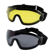 2 Pairs of  Global Vision Flare Padded Anti Fog Safety Motorcycle Goggles Smoke