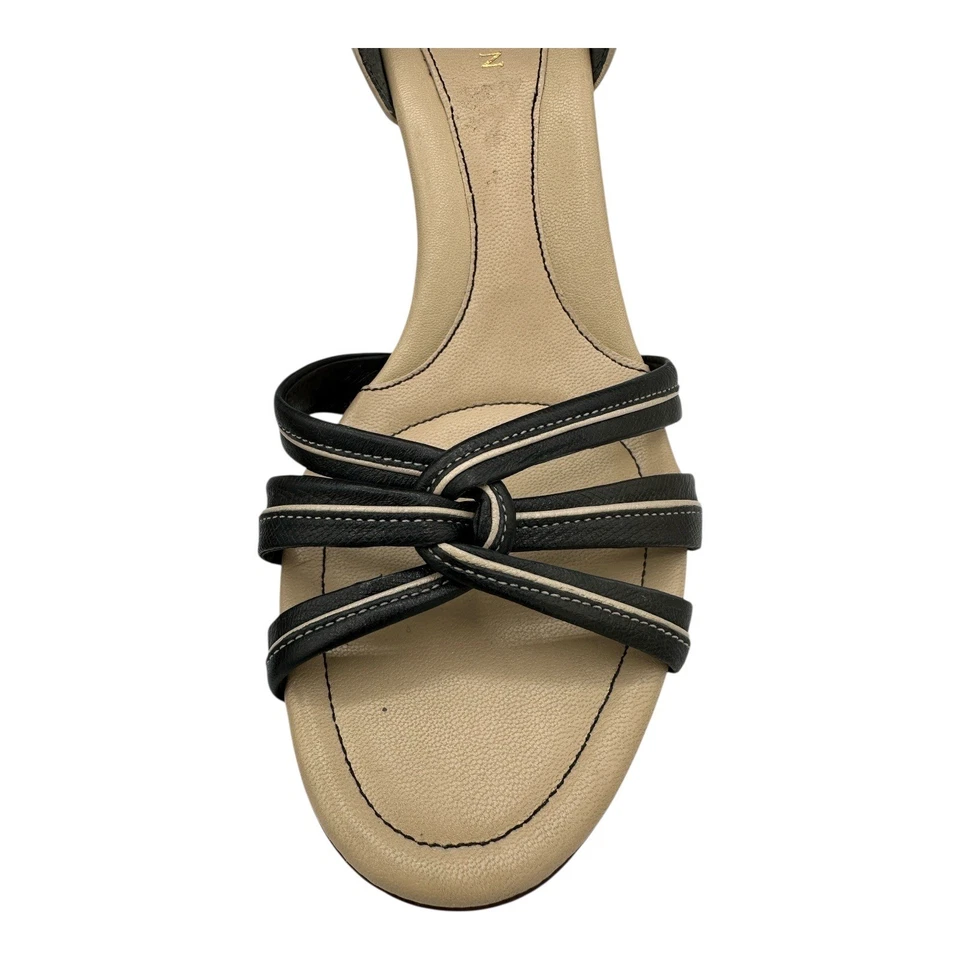 Sandalias de tacón de gatito de cuero tostado negro Cole Haan para mujer 7,5B Foto 3 de 4