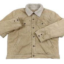 Old Navy Sherpa Lined Corduroy Jacket Men's XL Beige Cowboy Cut Vintage Workwear