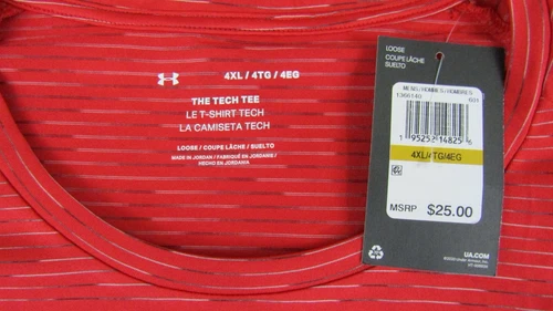 New Under Armour The Tech Tee Shirt Men 4XL Loose Fit Red/Black Gray MSRP $25 - Picture 8 of 9