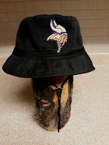Minnesota Vikings Men's BLACK Bucket Hat SZ Medium NFL