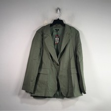 Express Linen Blazer Single Button Blazer, Women's Size XL - Green