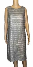NWT Sparkling Ralph Lauren Silver Sequin Evening Sleeveless Dress Stretch Sz 14