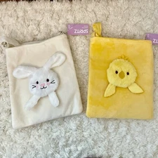 Spritz Plush Crossbody Bag 2 Piece - Yellow Chick White Bunny 8.75x10 inches NWT