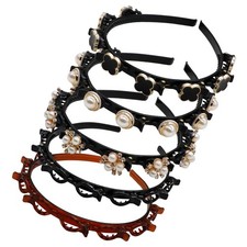 Double Bangs Hairstyle Hairpin 5 Pack Twist Plait Rhinestone Clip Braided Band