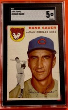 1954 TOPPS BASEBALL #4 HANK SAUER SGC 5 EX CENTERED *W/SCRATCH FREE GRADED CASE*