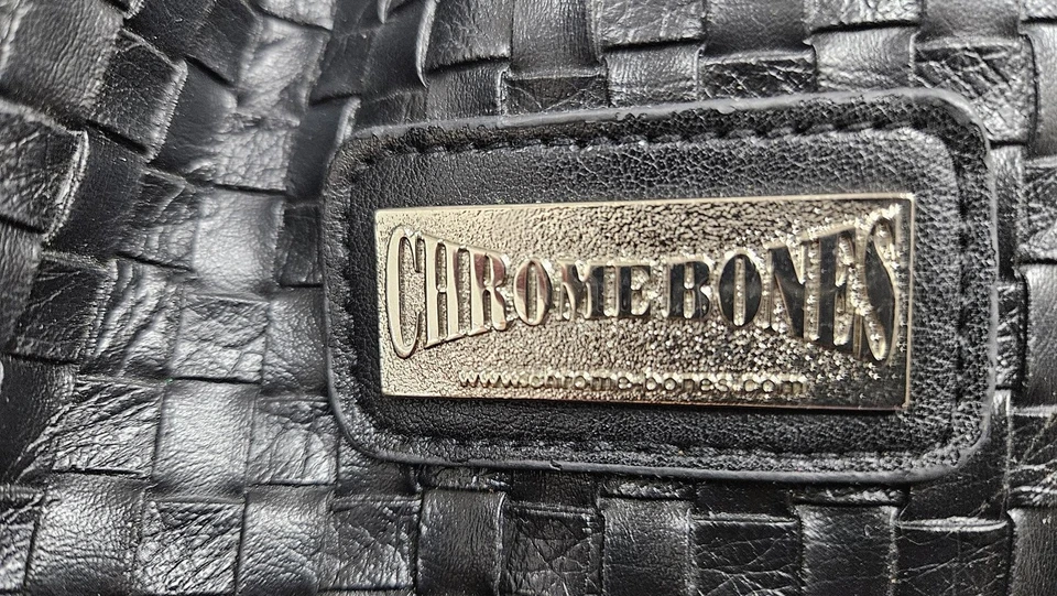 Bolso de Mano Portador de Perros Cromo Huesos Negro Tejido Malla Lados Mango Trenzado Mascota Foto 2 de 4