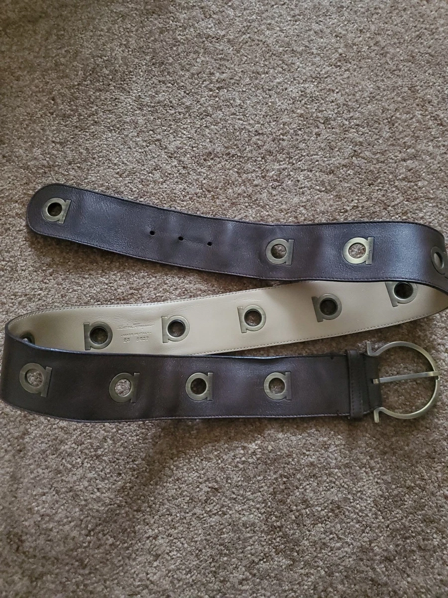 Salvatore Ferragamo Gancio Ellipse Skinny Leather Belt Size 80/32\