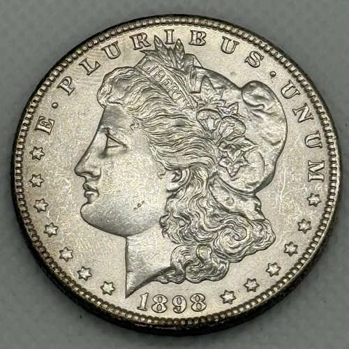 1898 Morgan Silver Dollar $1 AU/Slider Nice Luster Strong Detail