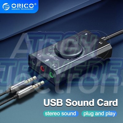 ORICO SC2 USB Sound Card w/3.5mm Adapter, Vol Control, Driver-Free Stereo Mic