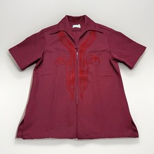 Liberty House of Hawaii Men's Hawaiian Shirt Maroon, S/M, 70s Vintage Tiki