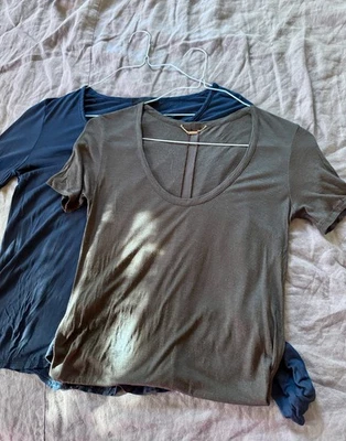 The Row gray blue navy short - long sleeve silk cotton tank top tee S bundle of