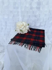 Vintage Pendelton 100% Wool Scarf Red Multi Tartan Plaid UNISEX USA MADE CLASSIC