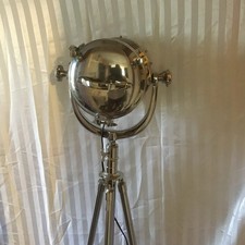 Chrome Silver Metal studio Tripod Spotlight Floor Lamp, Corded Electric Switch
