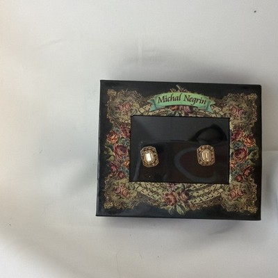 Michal Negrin Earrings Yellow Studs With Swarovski Crystals Gift New With Box