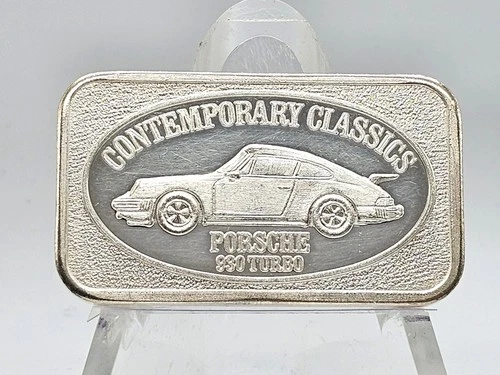1oz .999 Fine Silver Contemporary Classics "Porsche 930 Turbo" Art Bar **RARE**