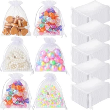1000 Pcs White Organza Bags 3 x 4 Inches Mesh Drawstring Favor Bags for Jewel...
