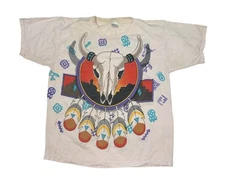 Vintage Native American Skull Sitting Bull Quote Single Stitch Shirt Medium USA