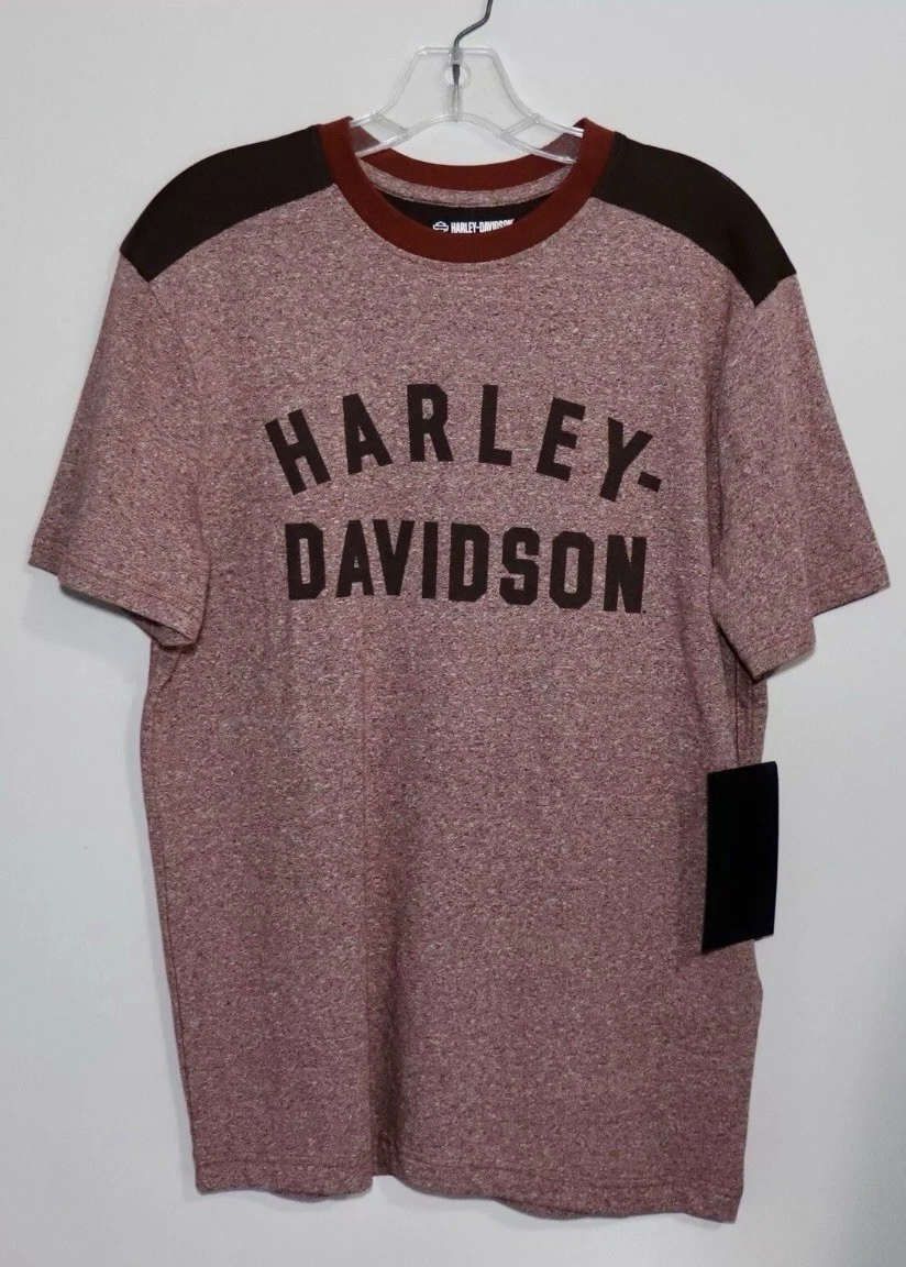 Harley-Davidson Knit T-Shirt Dark Orange Color Block 96048-23VM Men’s Small NWT