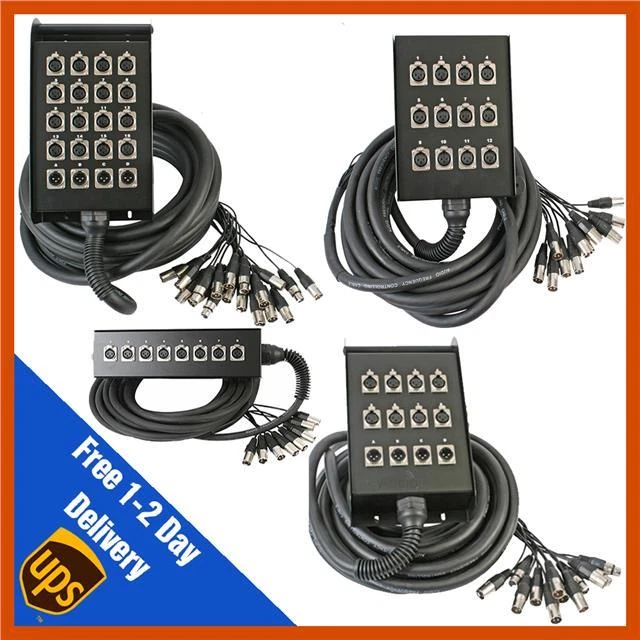 Pulse 10m/15m/30m/40m Tour Grade XLR Multicore Snake Stage Box Montabile a Parete
