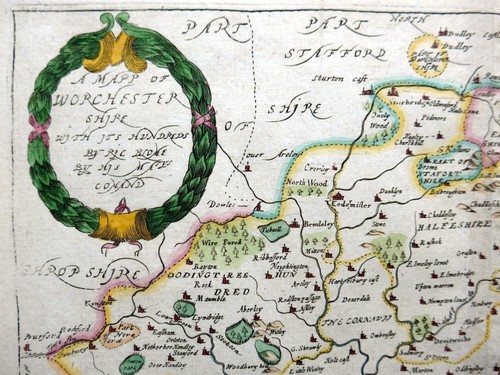 WORCESTERSHIRE WORCESTER BY RICHARD BLOME c1673 GENUINE ANTIQUE ENGRAVED MAP - Picture 2 of 5