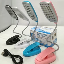 USB Battery Flexible Power 28 LED Light Clip-On Bedside Table Reading Lamp PC