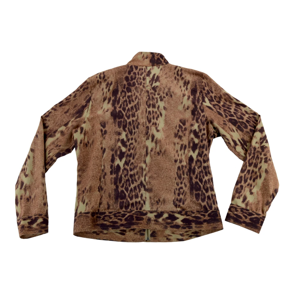 Erin London длинным рукавом укороченный искусственной замши коричневый леопард печать молнии куртка S - Изображение 3 из 4