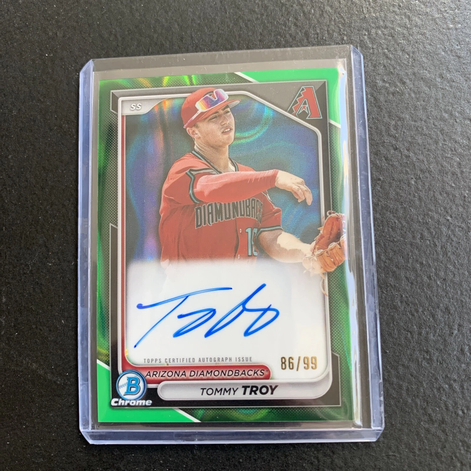 2024 Tommy Troy Bowman Chrome Auto Green Lava Refractor /99 #CPA-TT Diamondbacks