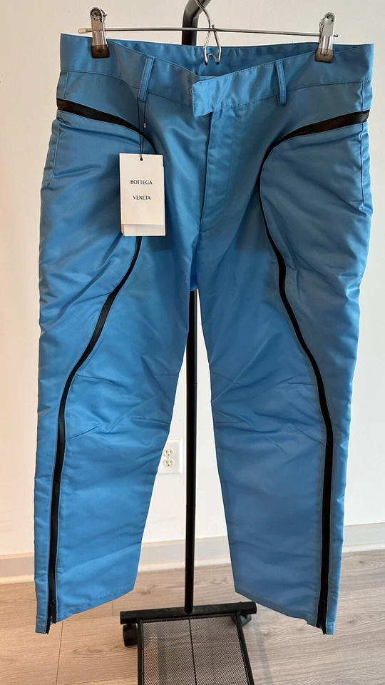 Bottega Veneta Nylon Straight Leg Pants Blue Men 32